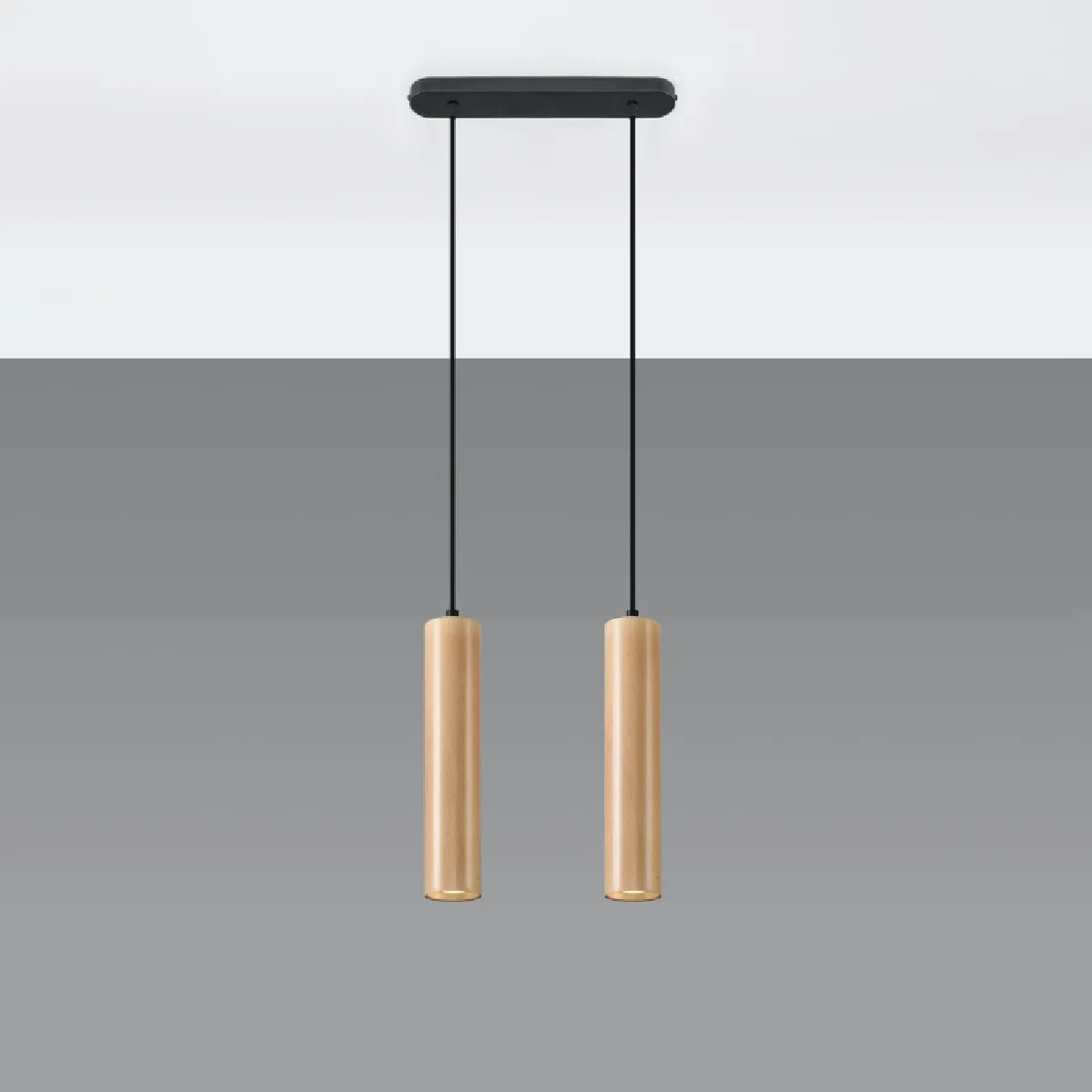 Lampe suspendue Elyaiais 2 bois 90 x 30 x 6( h x l x P en cm )