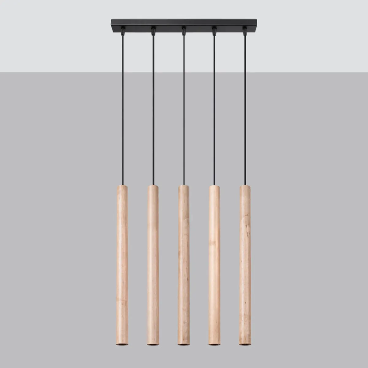 Lampe suspendue Noraaeen 5L bois 100 x 45 x 5( h x l x P en cm )