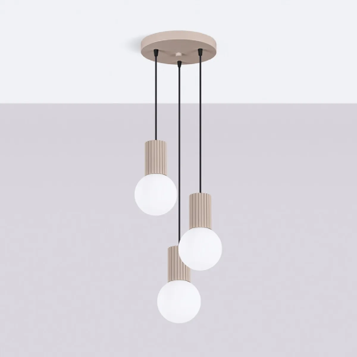 Lampe suspendue HALO 3P taupe 125 x 25 x 25( h x l x P en cm )
