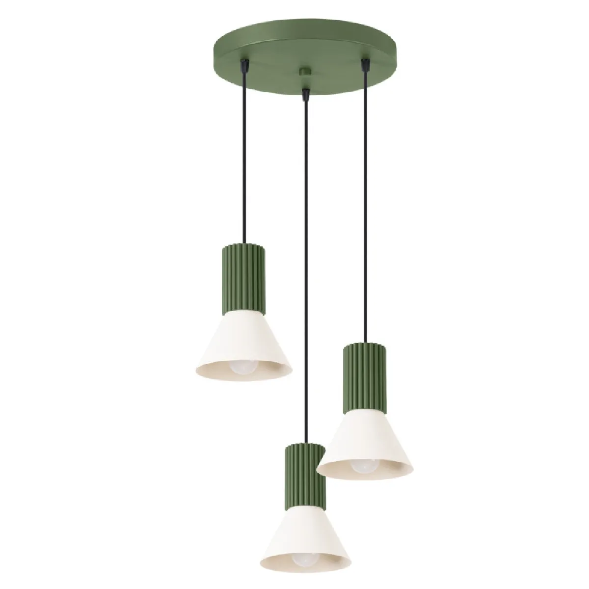 Lampe suspendue ESTRIA 3P beige/vert olive 120 x 30 x 30( h x l x P en cm )