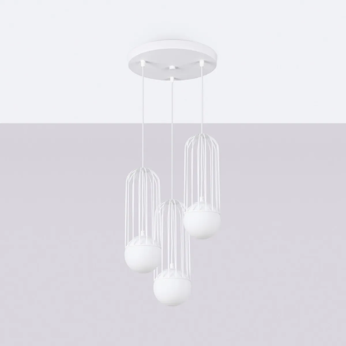 Lampe suspendue Velaela 3P blanc 115 x 34 x 34( h x l x P en cm )