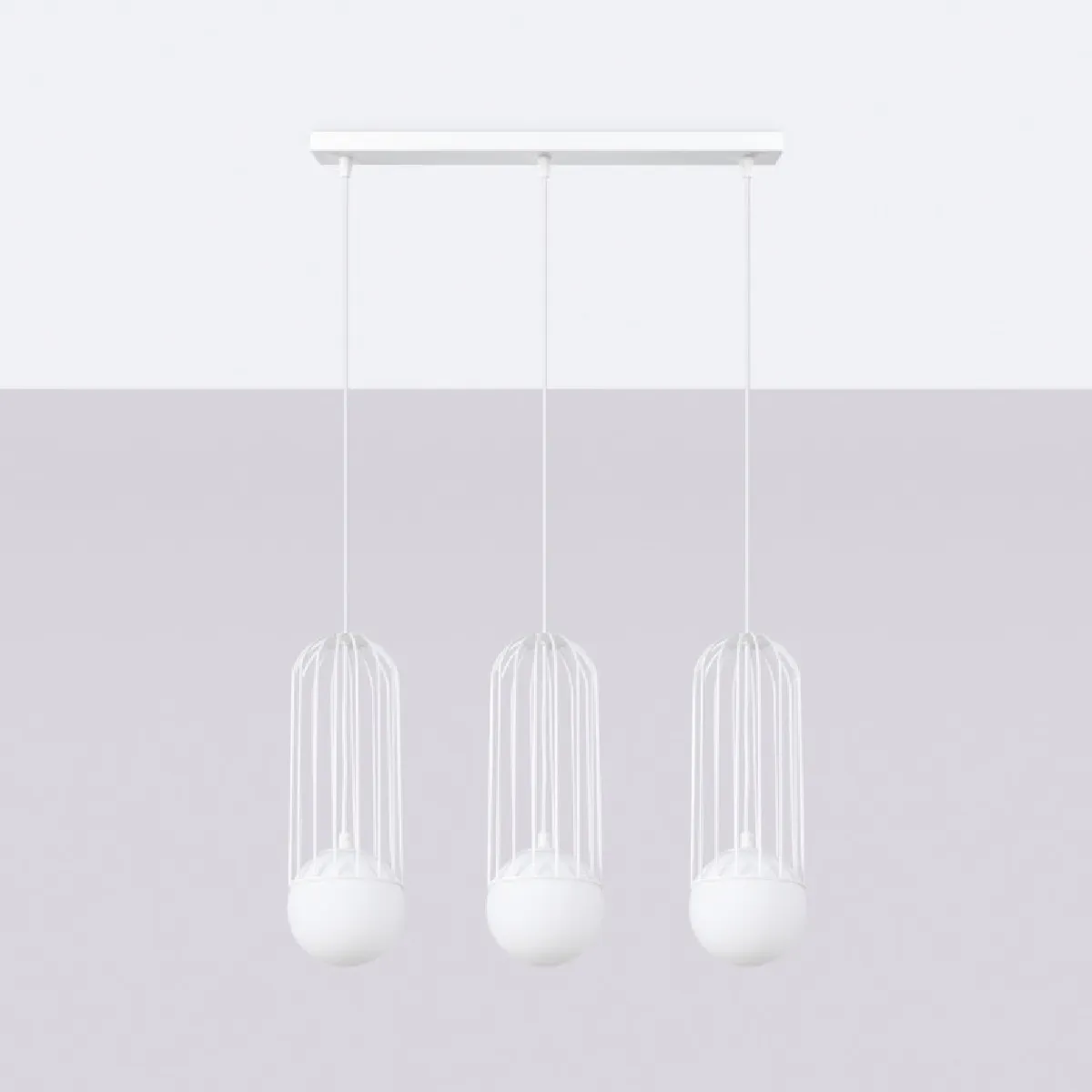 Lampe suspendue Velaela 3L blanc 115 x 54 x 12( h x l x P en cm )