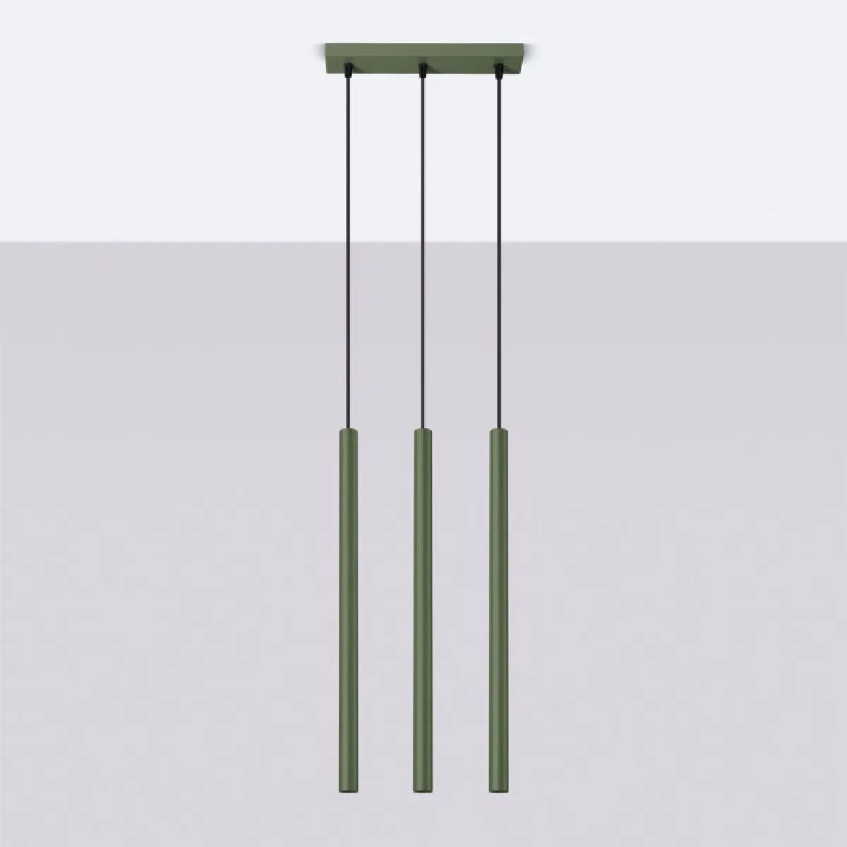 Lampe pendante Noraaeen 3 vert olive 94 x 30 x 5( h x l x P en cm )