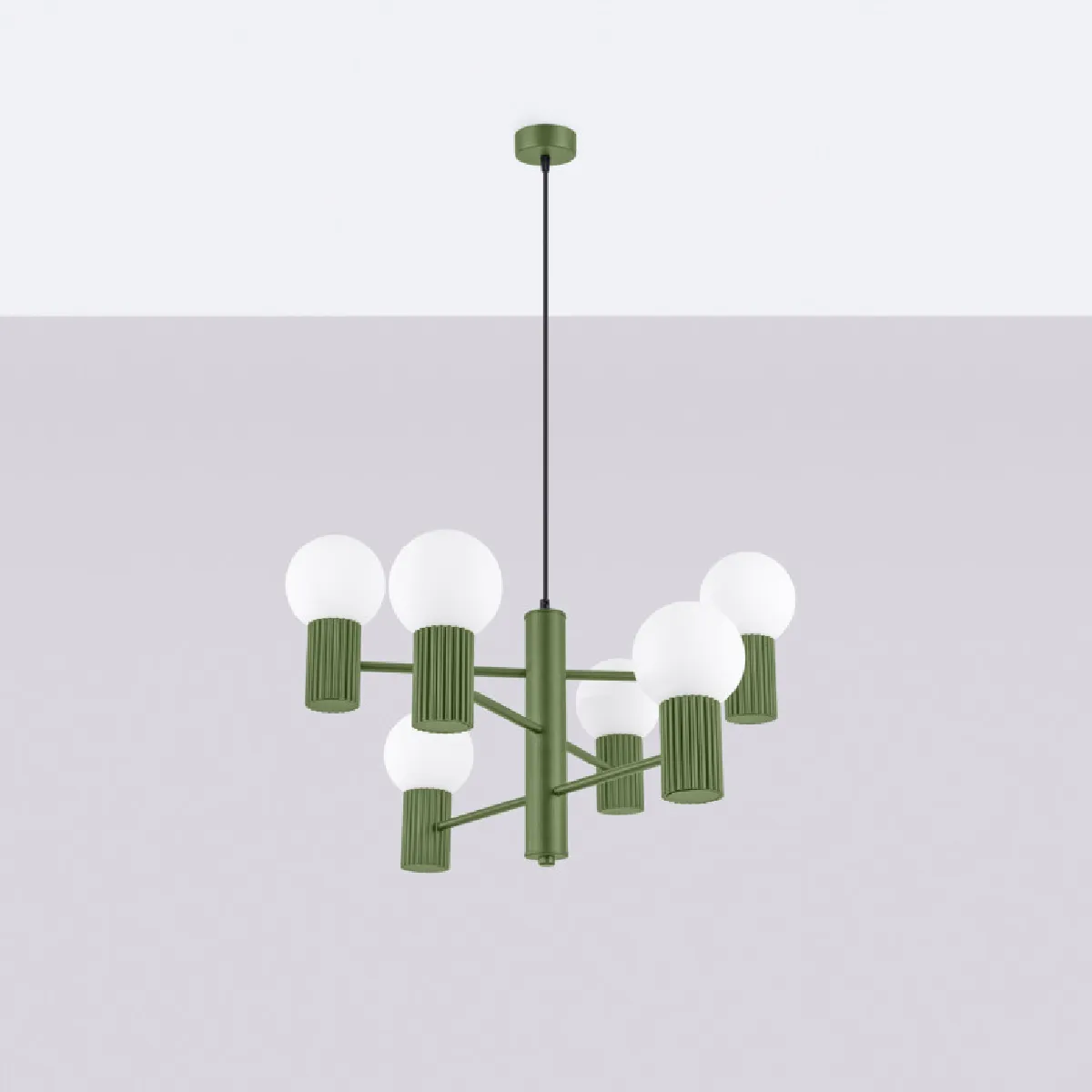 Lustre HALO 6 vert olive 230 x 64 x 64( h x l x P en cm )