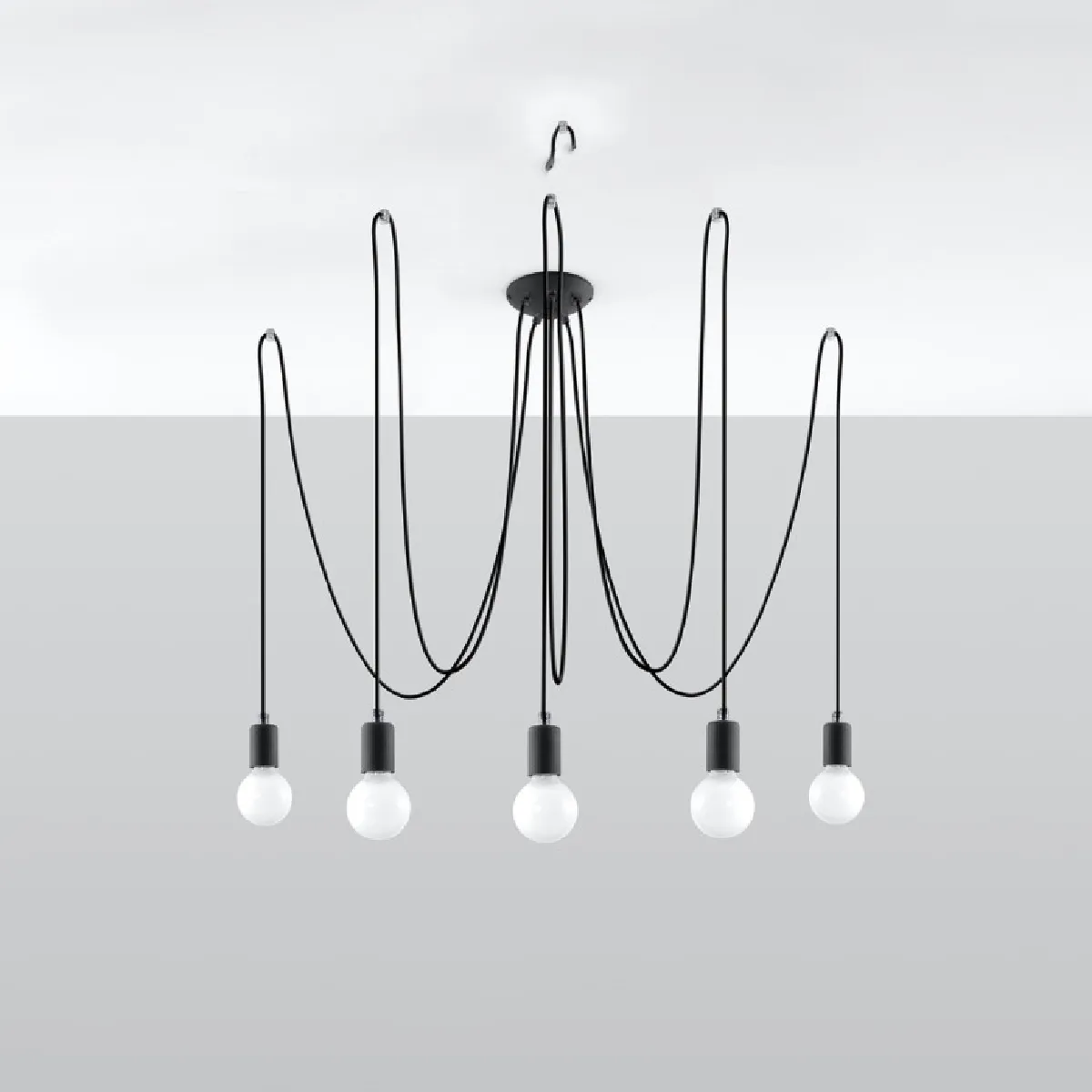 Lustre Coraola 5 noir 150 x 300 x 300( h x l x P en cm )