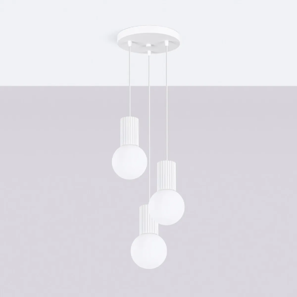 Lampe suspendue HALO 3P blanc 125 x 25 x 25( h x l x P en cm )