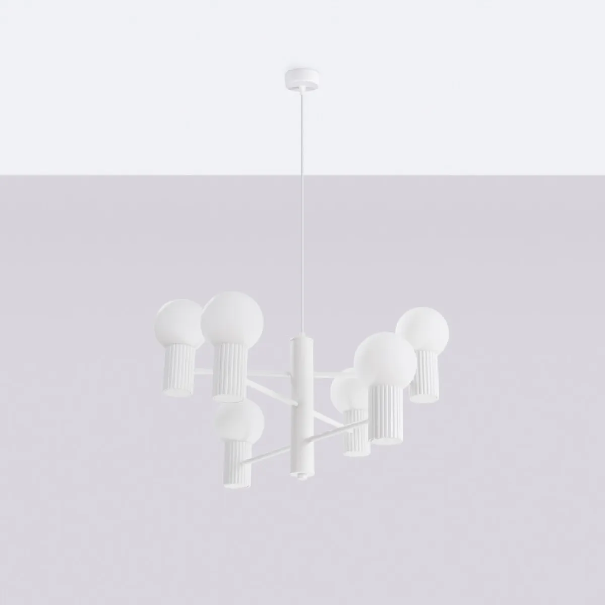 Lustre HALO 6 blanc 230 x 64 x 64( h x l x P en cm )