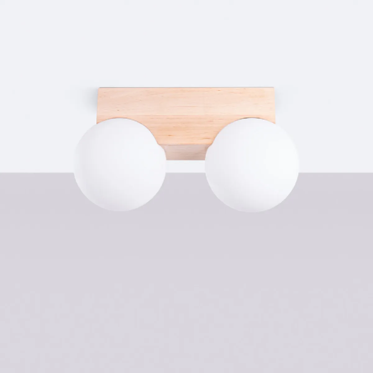 Plafonnier BULBO 2 bois naturel 16 x 29 x 12( h x l x P en cm )