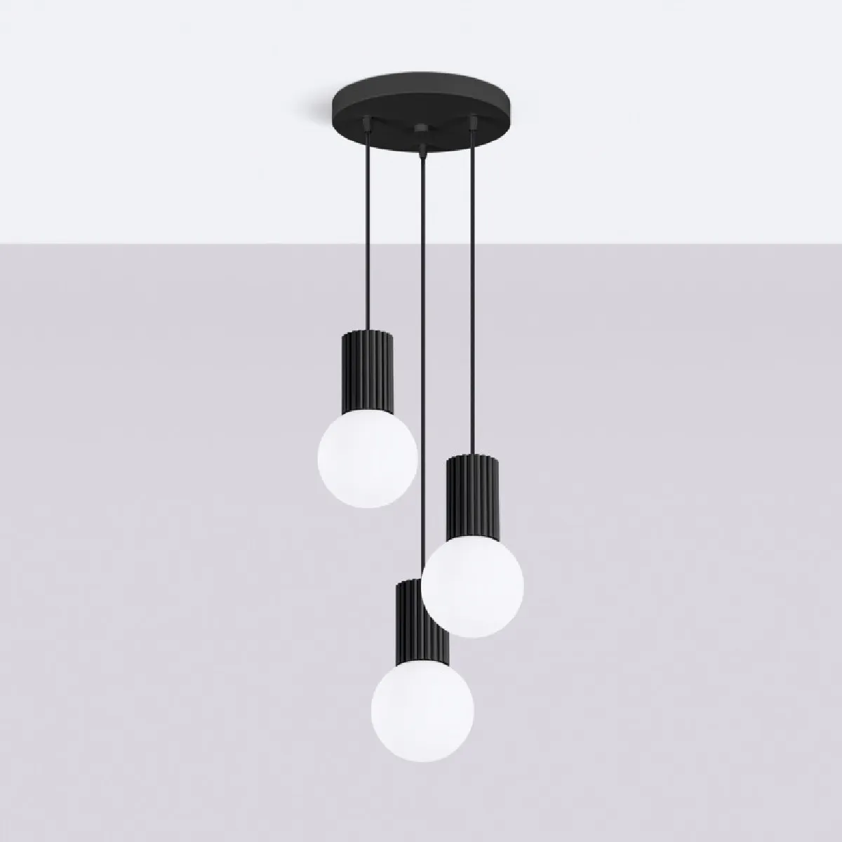 Lampe suspendue HALO 3P noir 125 x 25 x 25( h x l x P en cm )