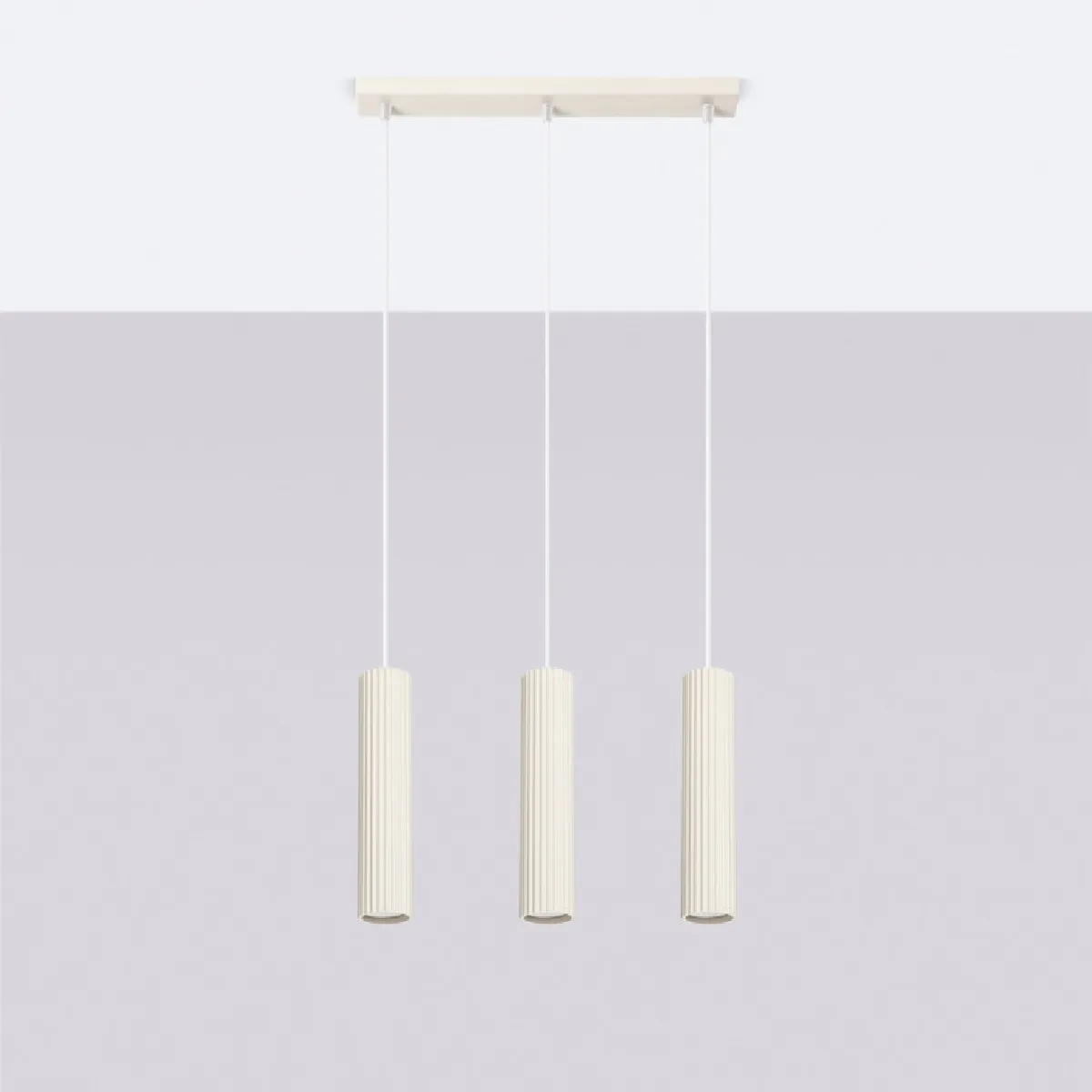 Lampe suspendue Elaen 3L beige 98 x 45 x 6.5( h x l x P en cm )