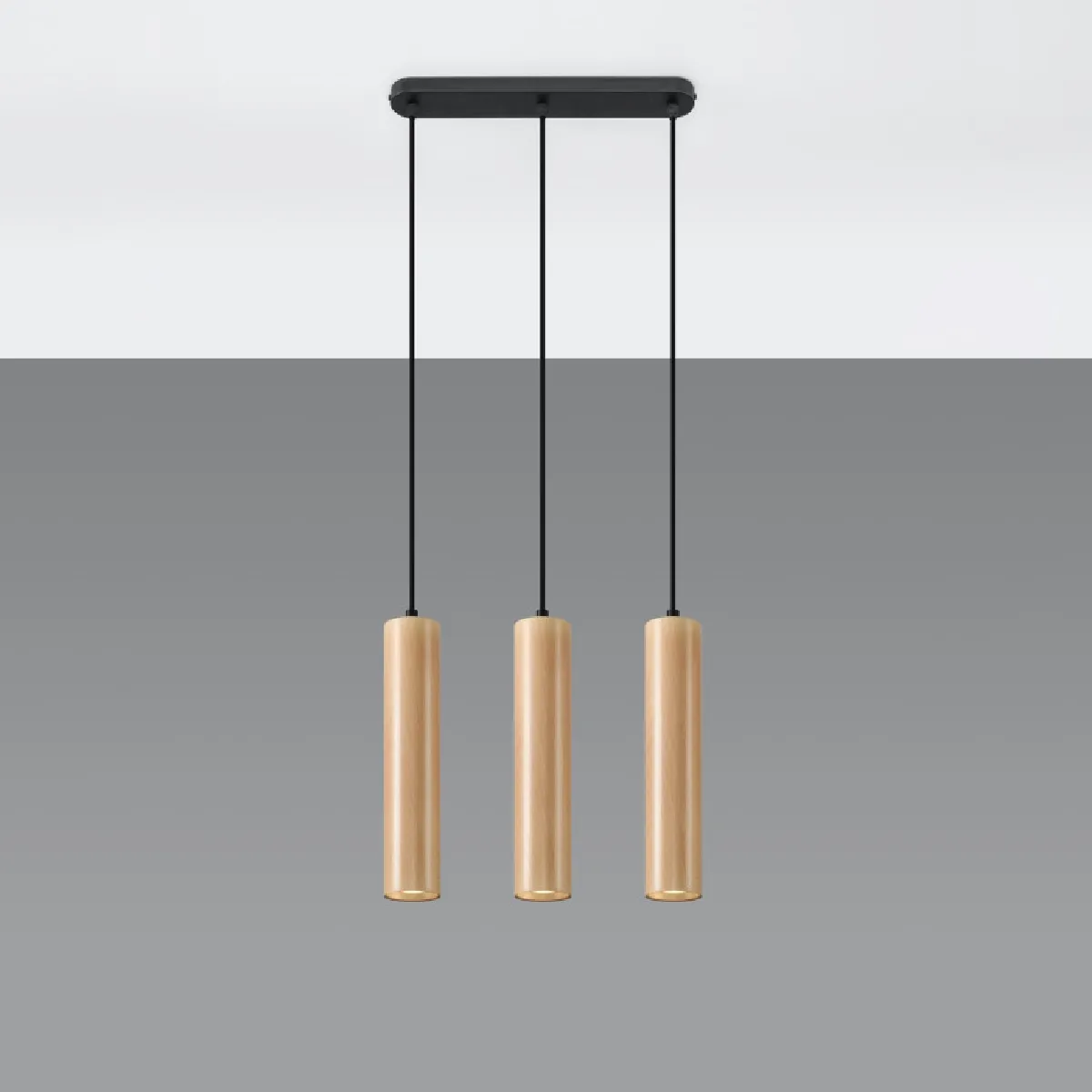 Lampe suspendue Elyaiais 3 bois 90 x 45 x 6( h x l x P en cm )