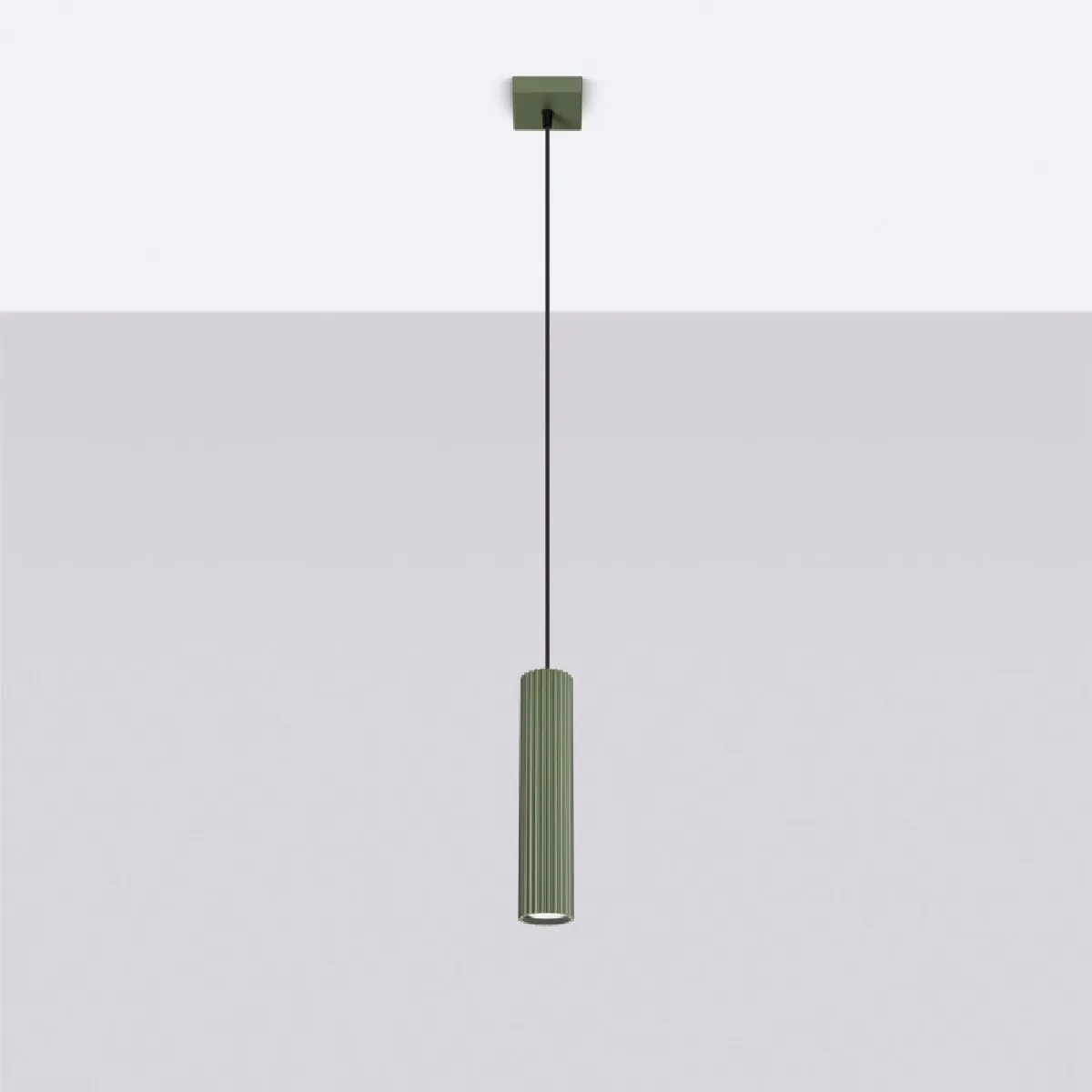 Lampe suspendue Elaen 1 vert olive 118 x 8 x 8( h x l x P en cm )