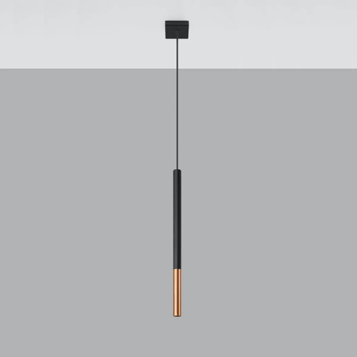 Lampe suspendue Solyon 1 noir/cuivre 100 x 8 x 8( h x l x P en cm )
