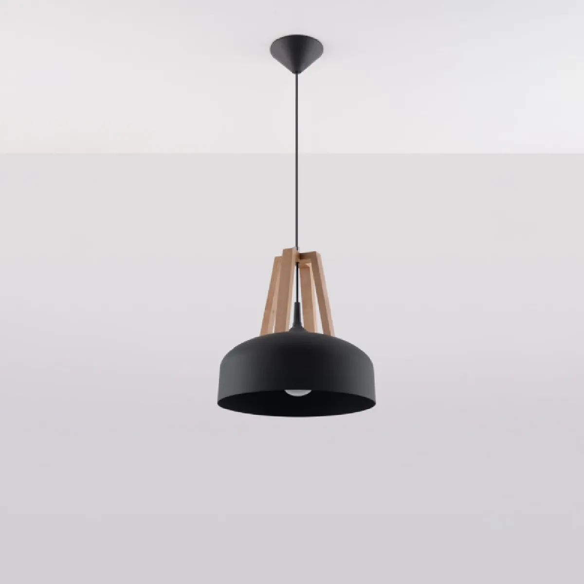 Lampe pendante Veliala noir/bois naturel 85 x 30 x 30( h x l x P en cm )