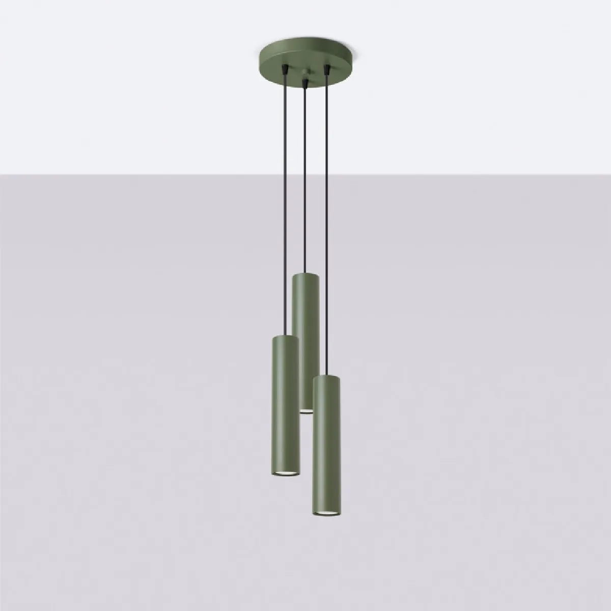 Lampe pendante Noraaena 3P vert olive 108 x 19.5 x 19.5( h x l x P en cm )