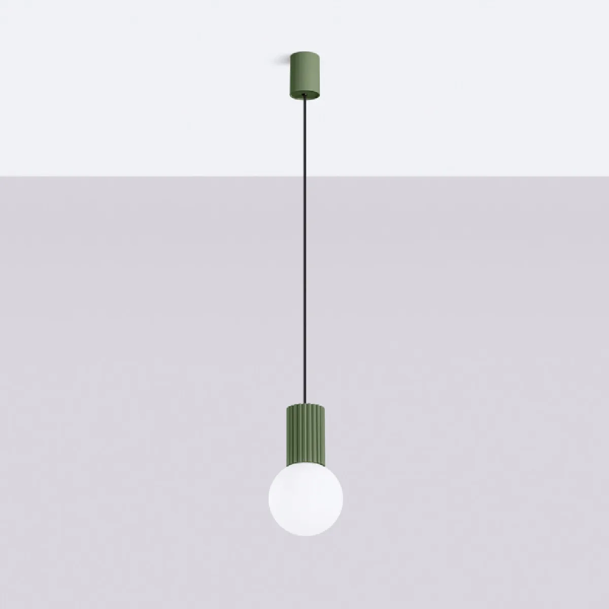 Lampe pendante HALO 1 vert olive 120 x 12 x 12( h x l x P en cm )