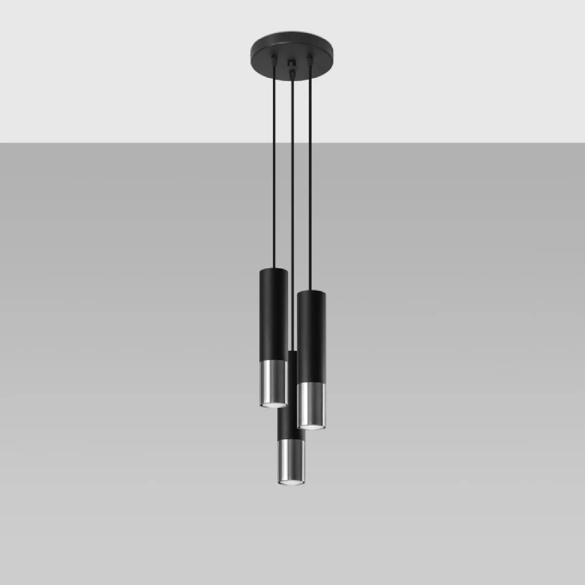Lampe suspendue Elaeon 3P noir/chrome 90 x 20 x 20( h x l x P en cm )