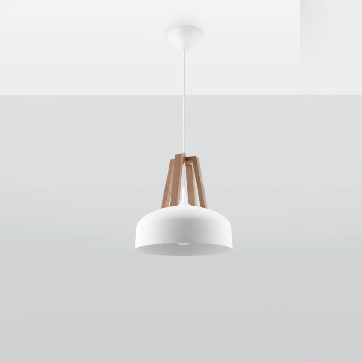 Lampe pendante Veliala blanc/bois naturel 85 x 30 x 30( h x l x P en cm )