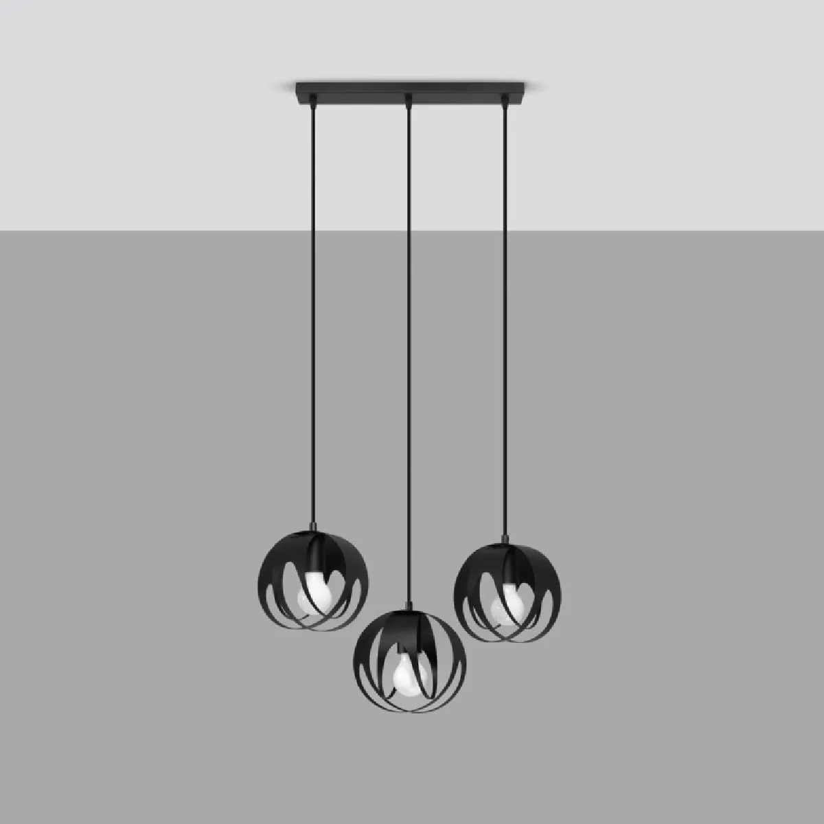 Lampe pendante Lineaaena 3L noir 117 x 50 x 16( h x l x P en cm )