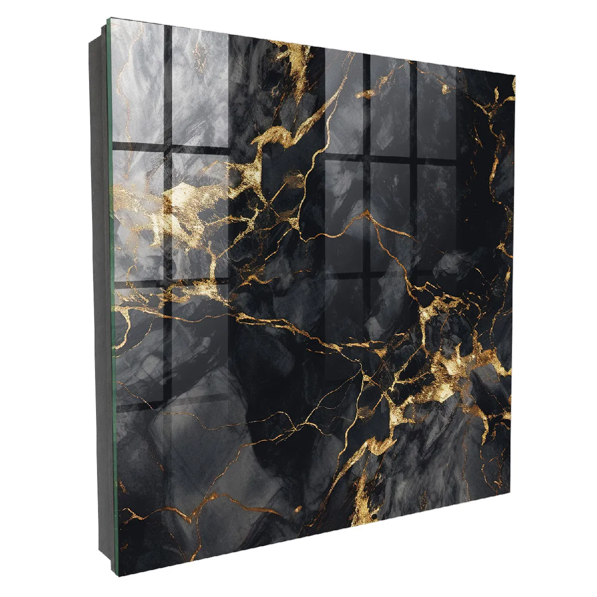 Armoire À Clés - (30 Cm X 30 Cm) - Boîte À Clés Murale - Coffret De Rangement Pour Clés - Couleur Noire - Ouverture Vers La Gauche - Pour Maison Et Bureau - Marbre Noir