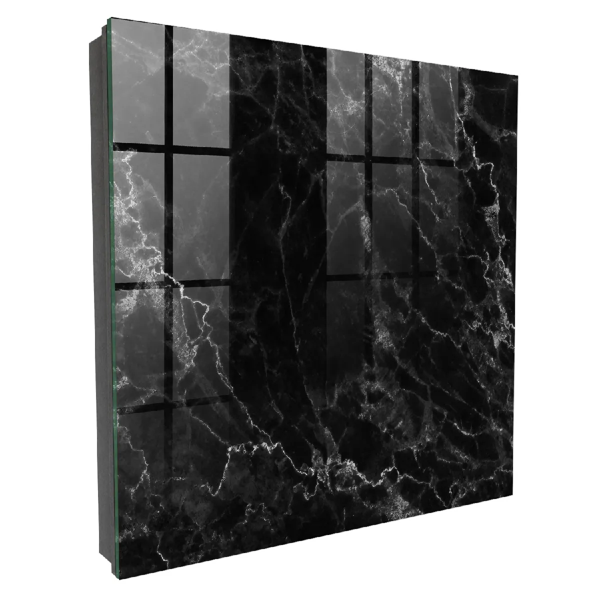 Armoire À Clés - (30 Cm X 30 Cm) - Boîte À Clés Murale - Coffret De Rangement Pour Clés - Couleur Noire - Ouverture Vers La Gauche - Pour Maison Et Bureau - Motif Marbre