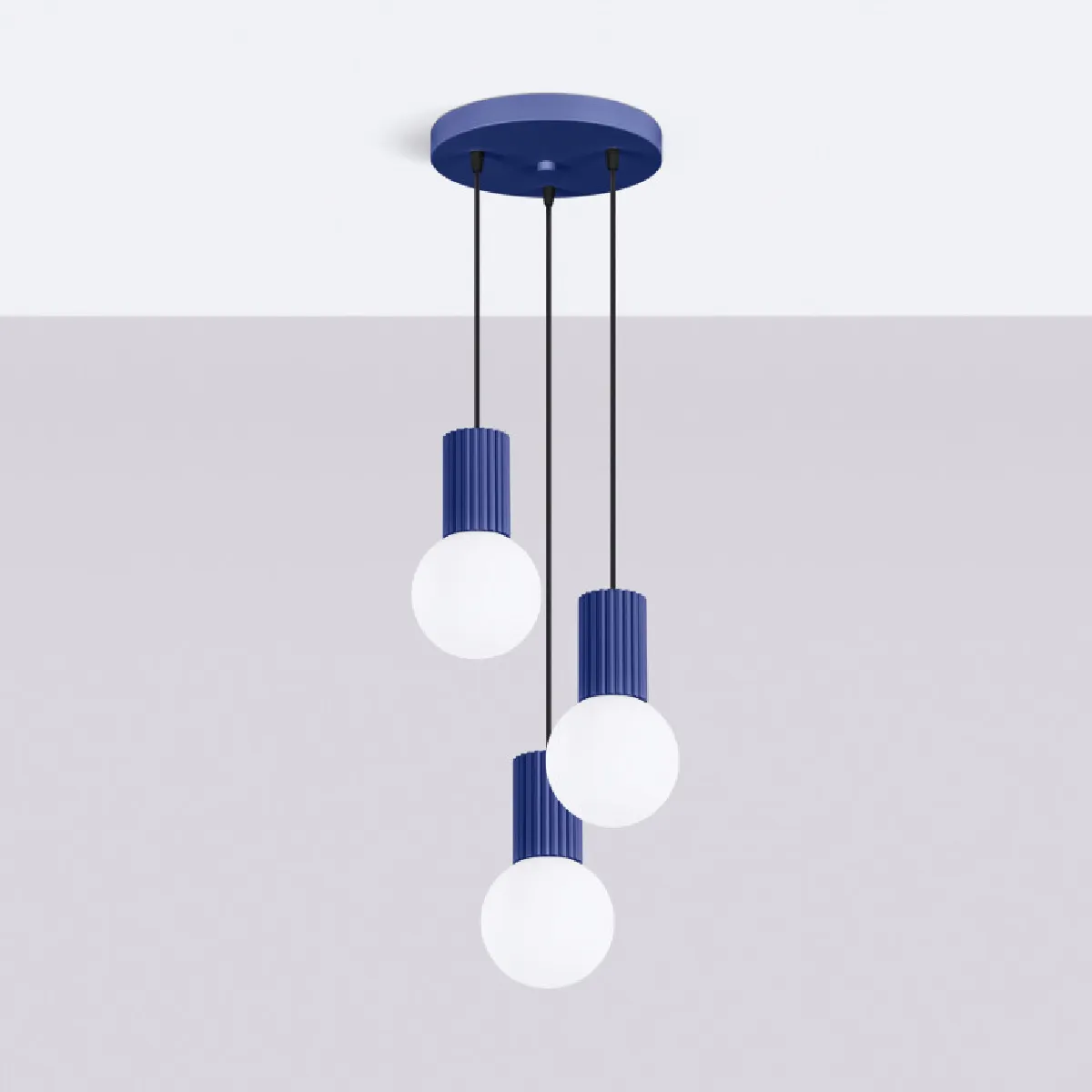 Lampe suspendue HALO 3P outremer 125 x 25 x 25( h x l x P en cm )