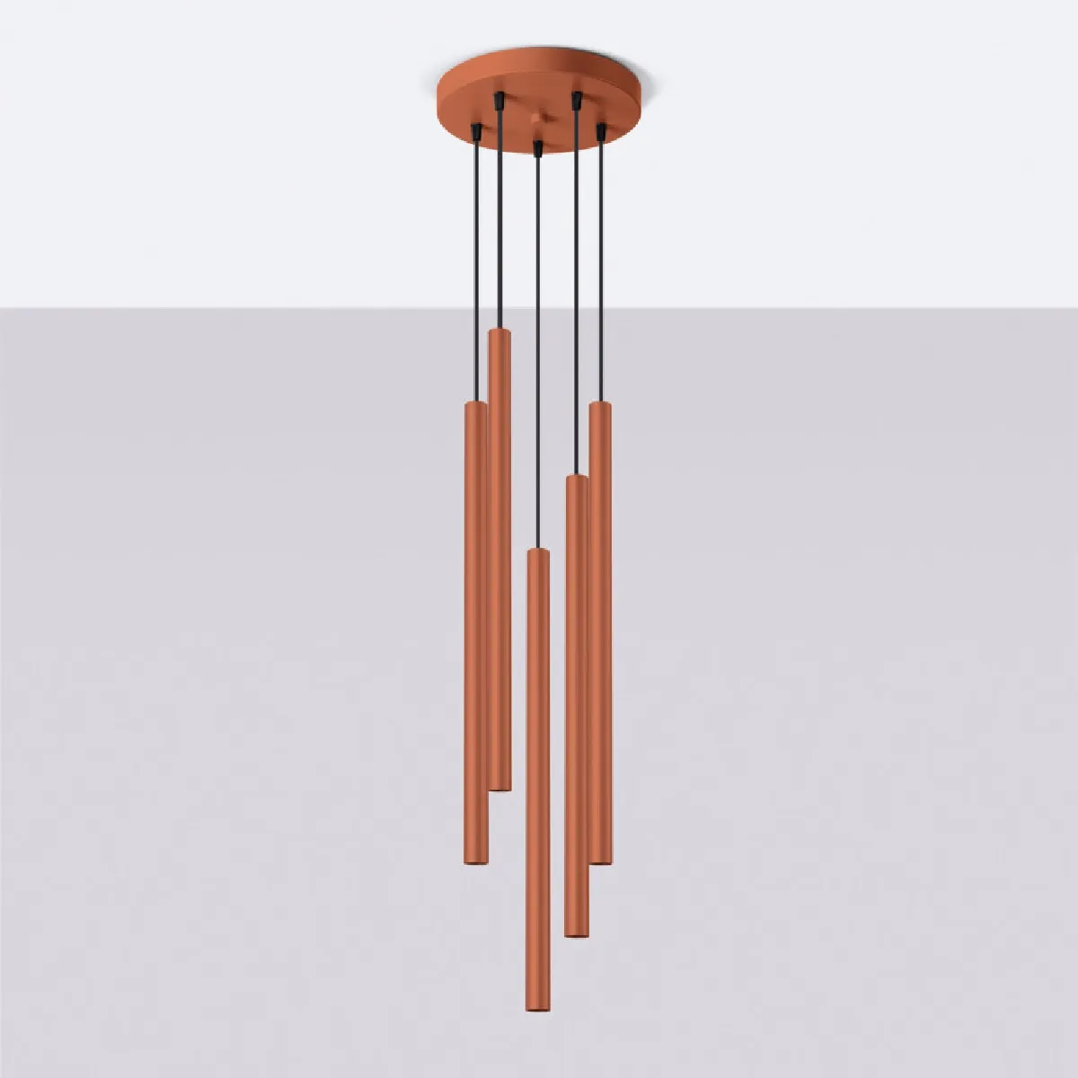 Lampe suspendue Noraaeen 5P rouge ocre 104 x 25 x 25( h x l x P en cm )