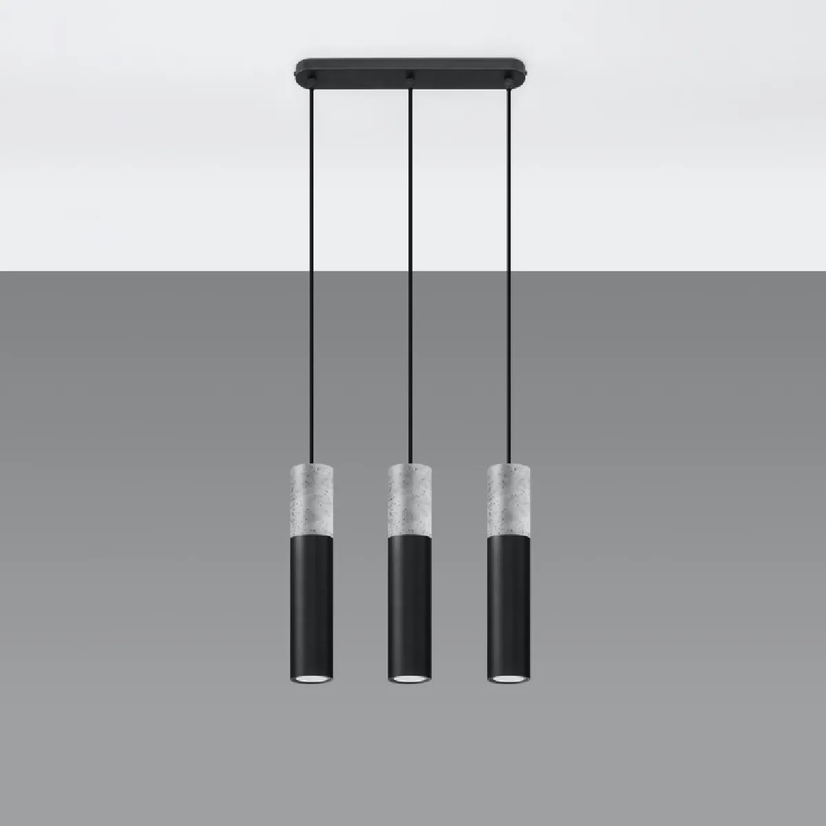 Lampe pendante BORGIO 3L noir 90 x 45 x 6( h x l x P en cm )