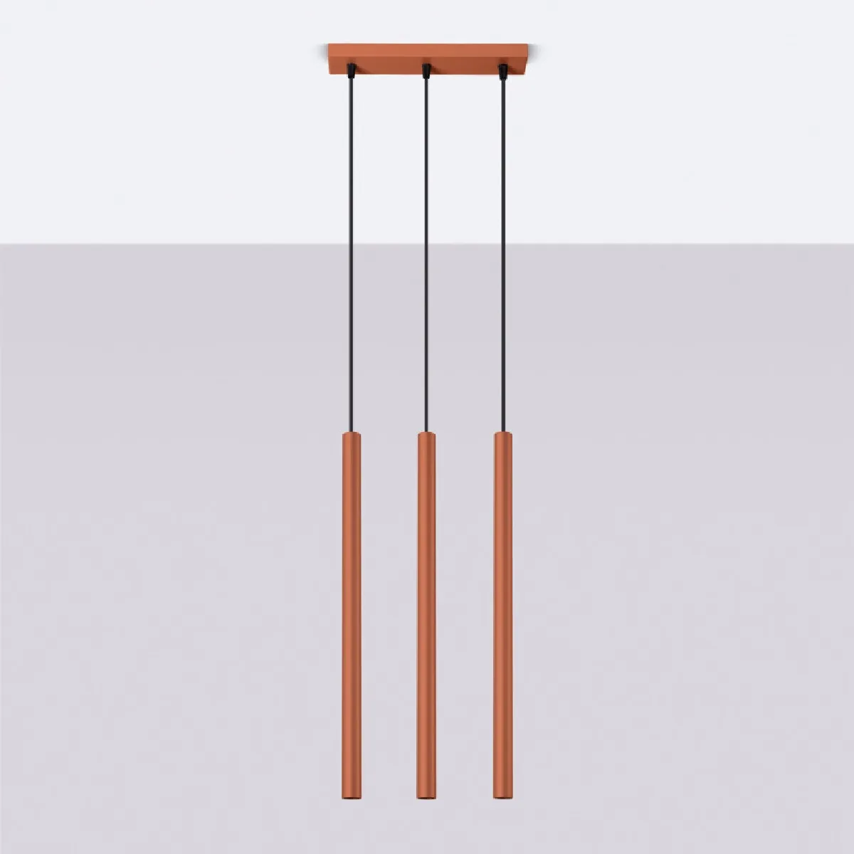 Lampe suspendue Noraaeen 3 rouge ocre 94 x 30 x 5( h x l x P en cm )