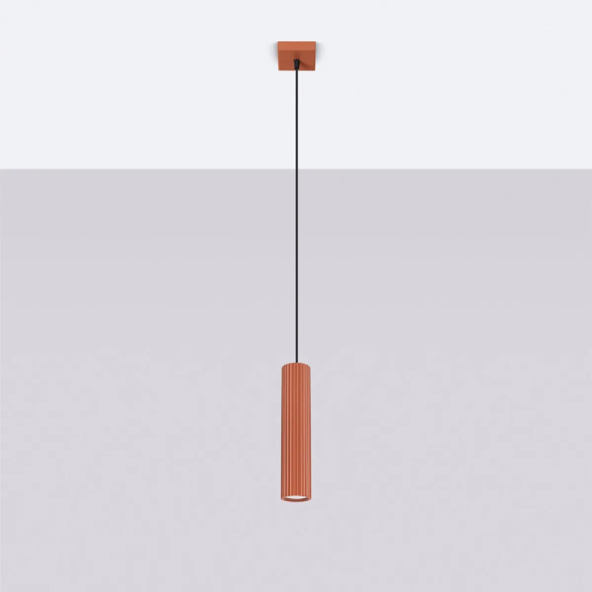 Lampe suspendue Elaen 1 rouge ocre 118 x 8 x 8( h x l x P en cm )