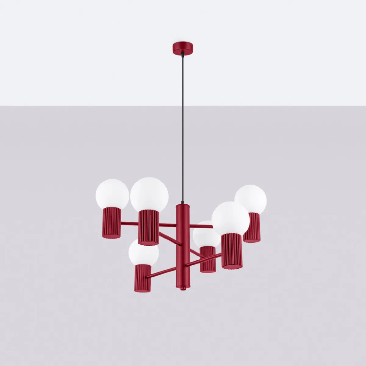 Lustre HALO 6 bordeaux 230 x 64 x 64( h x l x P en cm )