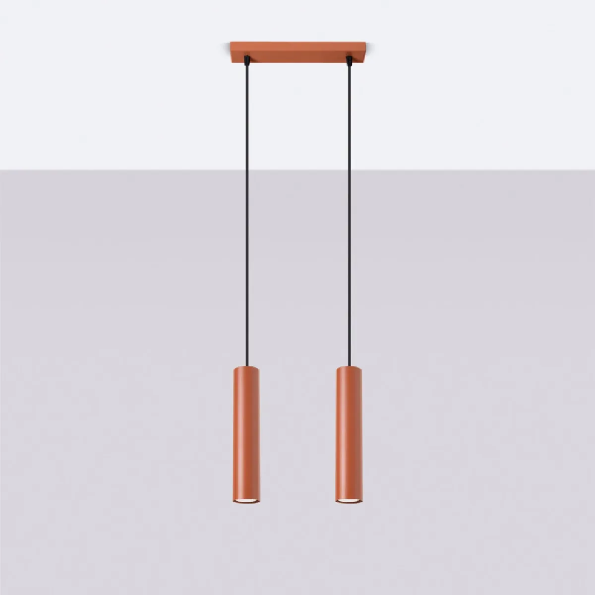 Lampe suspendue Noraaena 2 rouge ocre 105 x 30 x 6( h x l x P en cm )