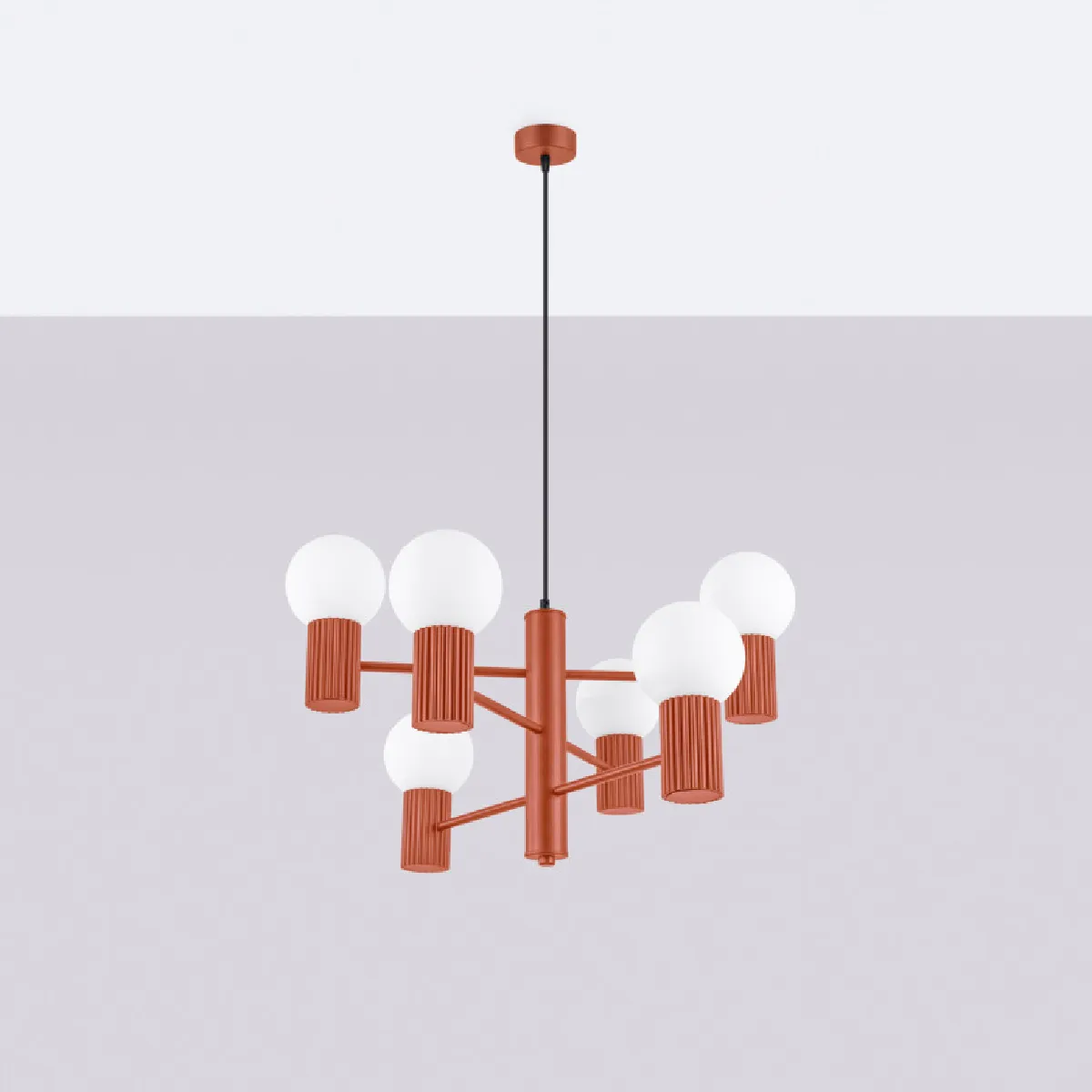 Lustre HALO 6 rouge ochra 230 x 64 x 64( h x l x P en cm )