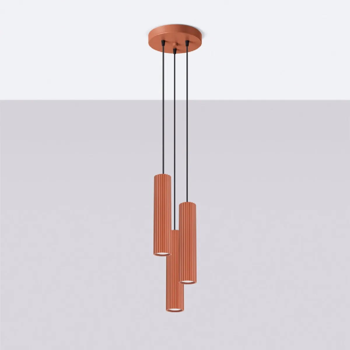 Lampe suspendue Elaen 3P rouge ocre 108 x 19.5 x 19.5( h x l x P en cm )