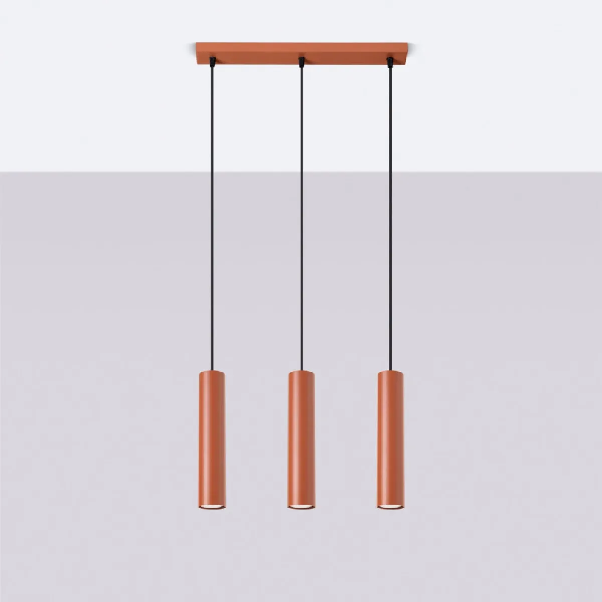 Lampe suspendue Noraaena 3L rouge ocre 98 x 45 x 6( h x l x P en cm )