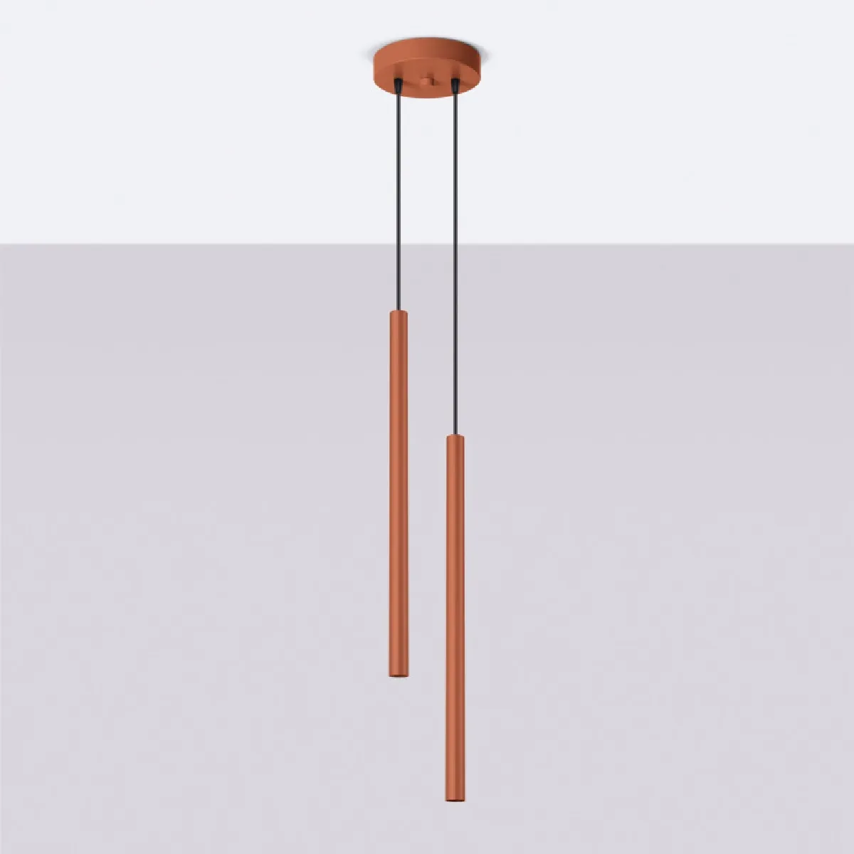 Lampe suspendue Noraaeen 2 rouge ocre 104 x 15 x 15( h x l x P en cm )
