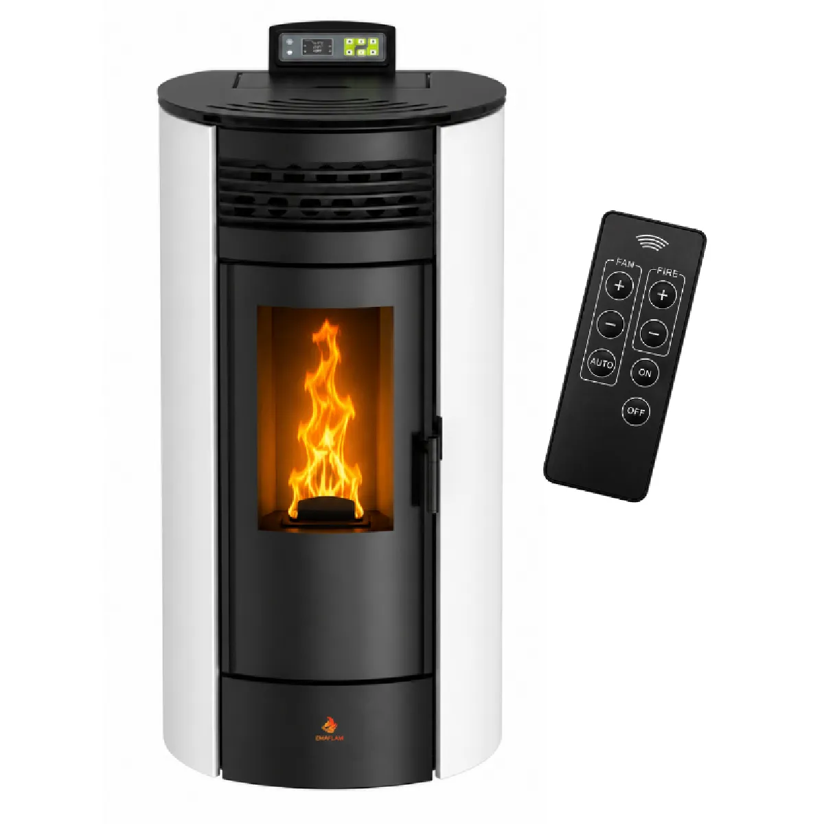 Poêle à granulés Étanche FLORA 14 kW + télécommande - Blanc