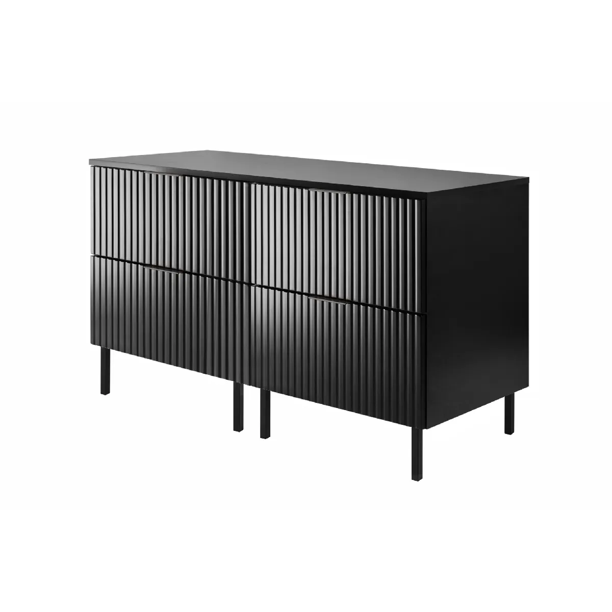 Meuble vasque, Noir, 120 (2 x 60) x 77 x 46 cm, poignée noire, pieds noirs + Plan de travail