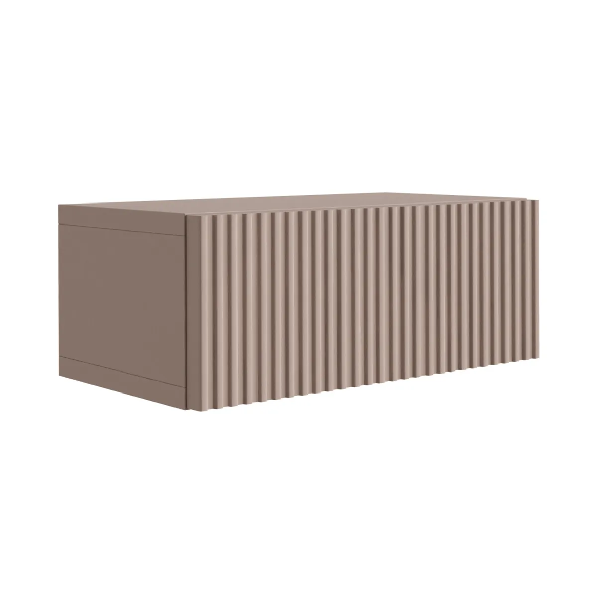 Table de chevet suspendue avec tiroir, façade rainurée, Taupe, 40 x 21,6 x 16 cm