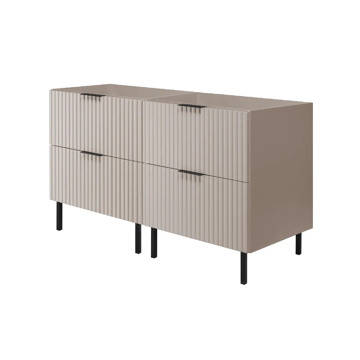Meuble vasque, Cachemire + poignée noire, 120 (2 x 60) x 77 x 46 cm
