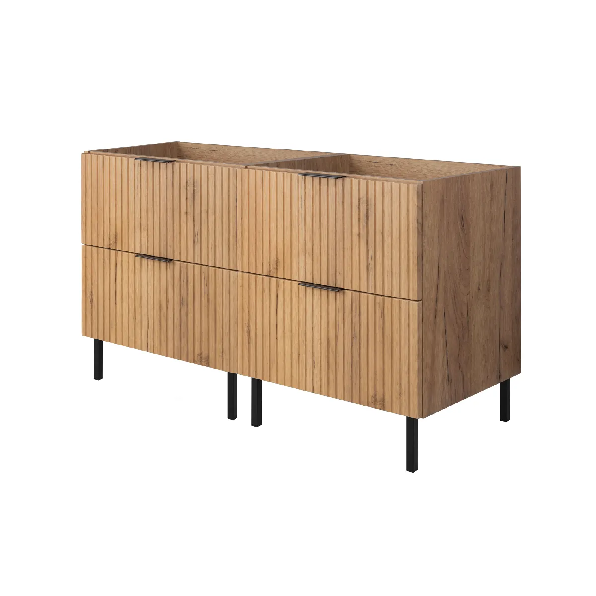 Meuble vasque, Chêne Craft + poignée noire, 120 (2 x 60) x 77 x 46 cm, poignée noire, sans plateau