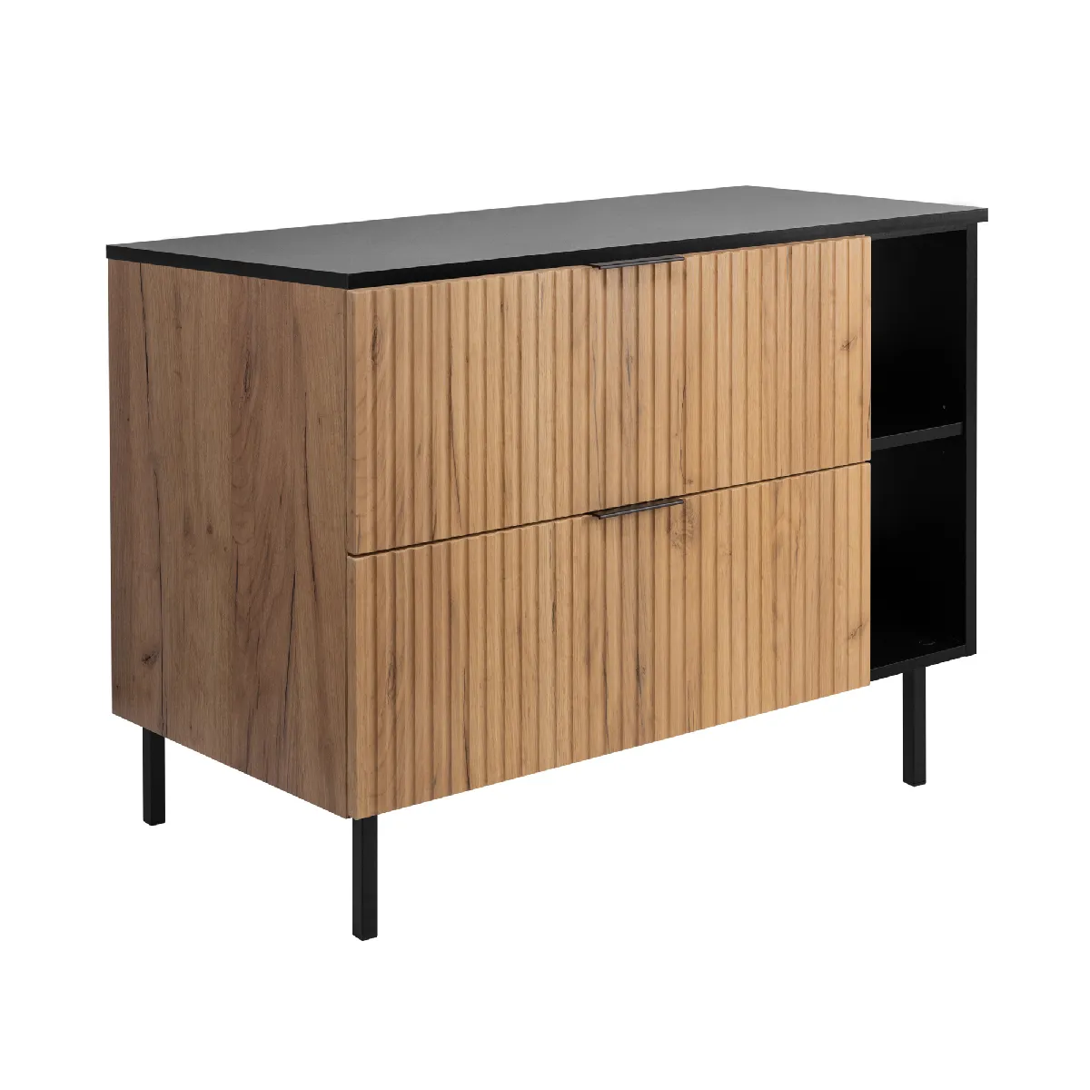 Meuble vasque, Chêne Craft / Noir + poignée noire, 100 x 77 x 46 cm