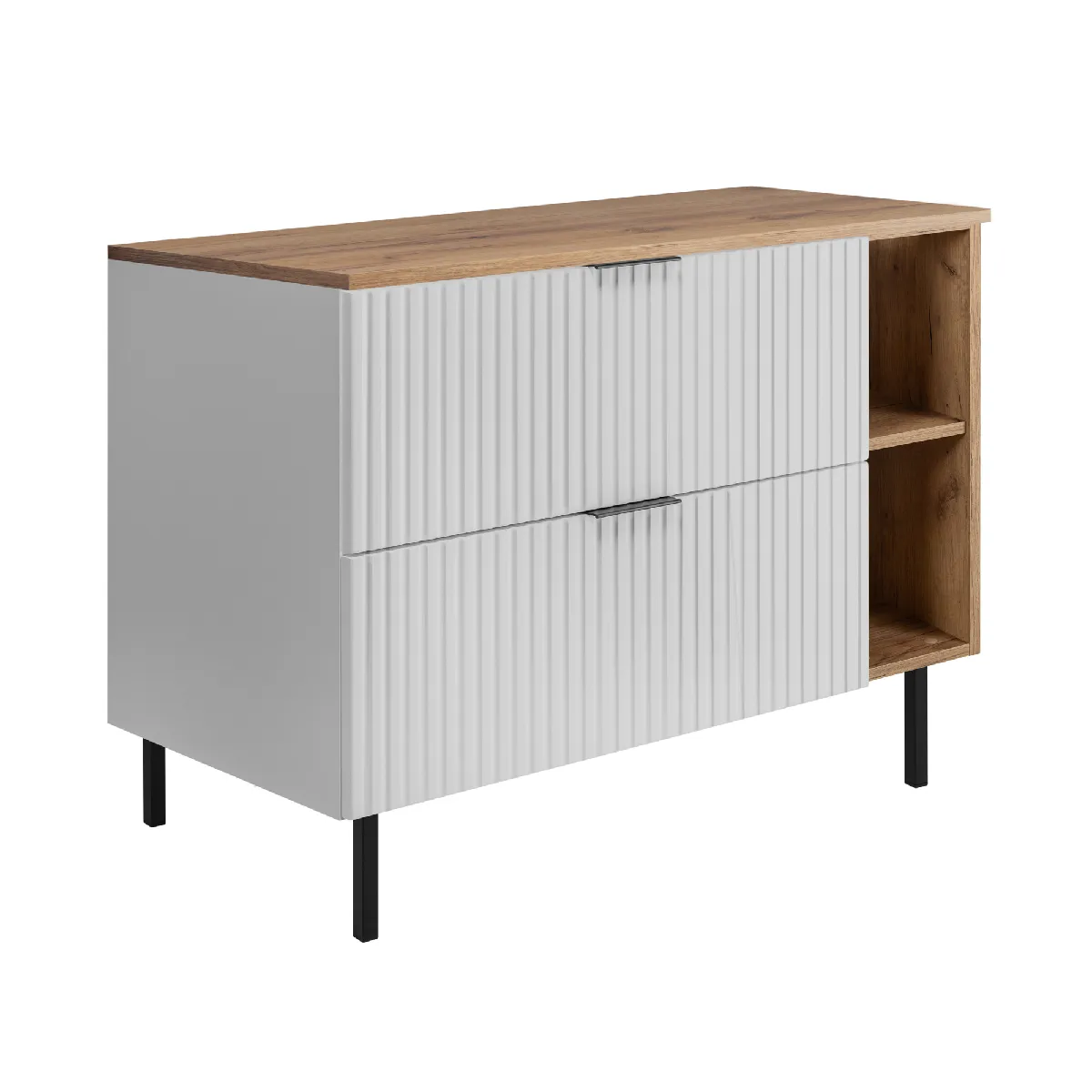Meuble vasque, Blanc / Chêne Craft + poignée noire, 100 x 77 x 46 cm