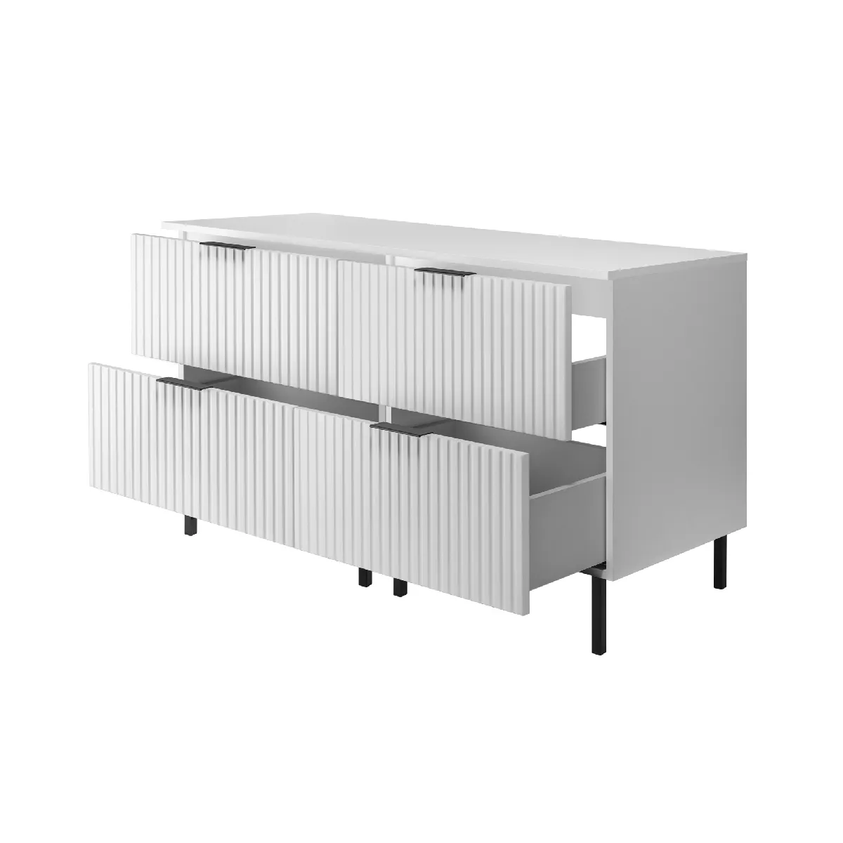 Meuble vasque, Blanc + poignée noire, 120 (2 x 60) x 77 x 46 cm,