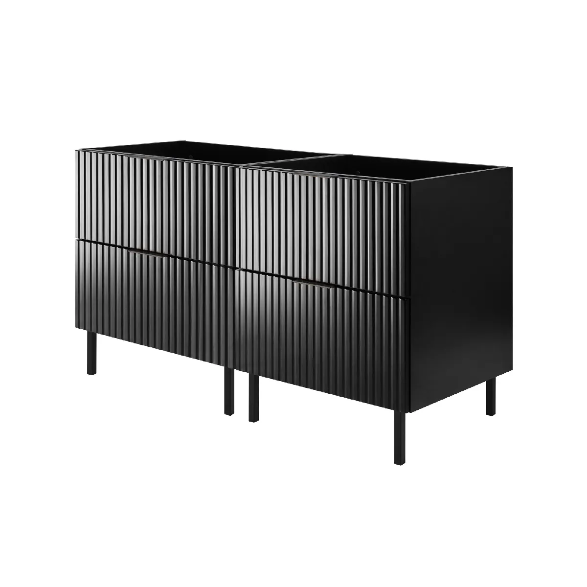 Meuble vasque, Noir, 120 (2 x 60) x 77 x 46 cm, poignée noire, pieds noirs, sans plateau