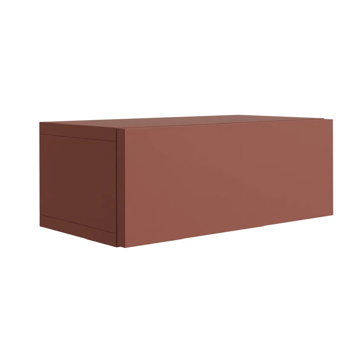 Table de chevet suspendue avec tiroir, façade lisse, rouge brique, 40 x 21,6 x 16 cm