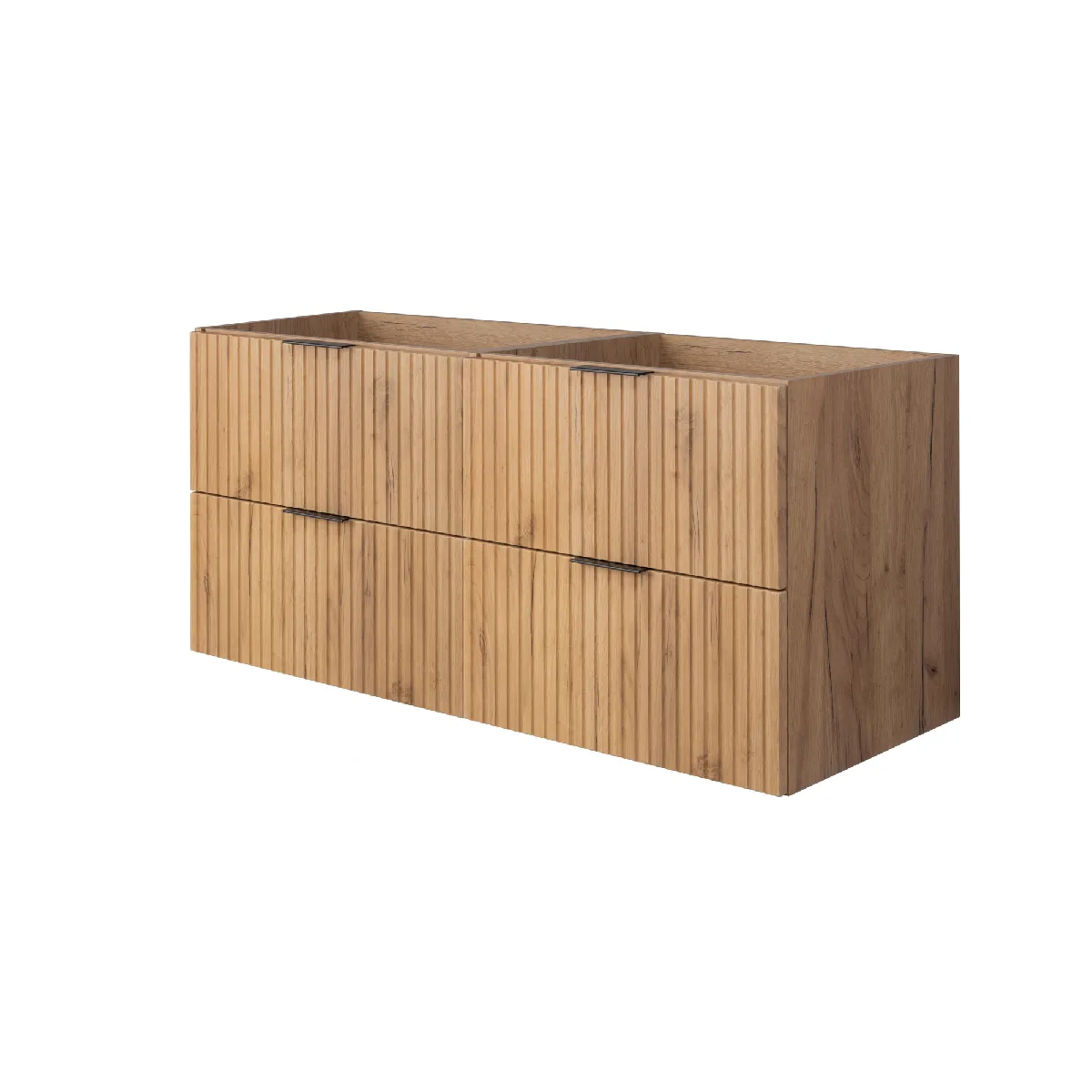 Meuble vasque, Chêne Craft, 120 (2 x 60) x 57 x 46 cm, poignée noire, sans plateau
