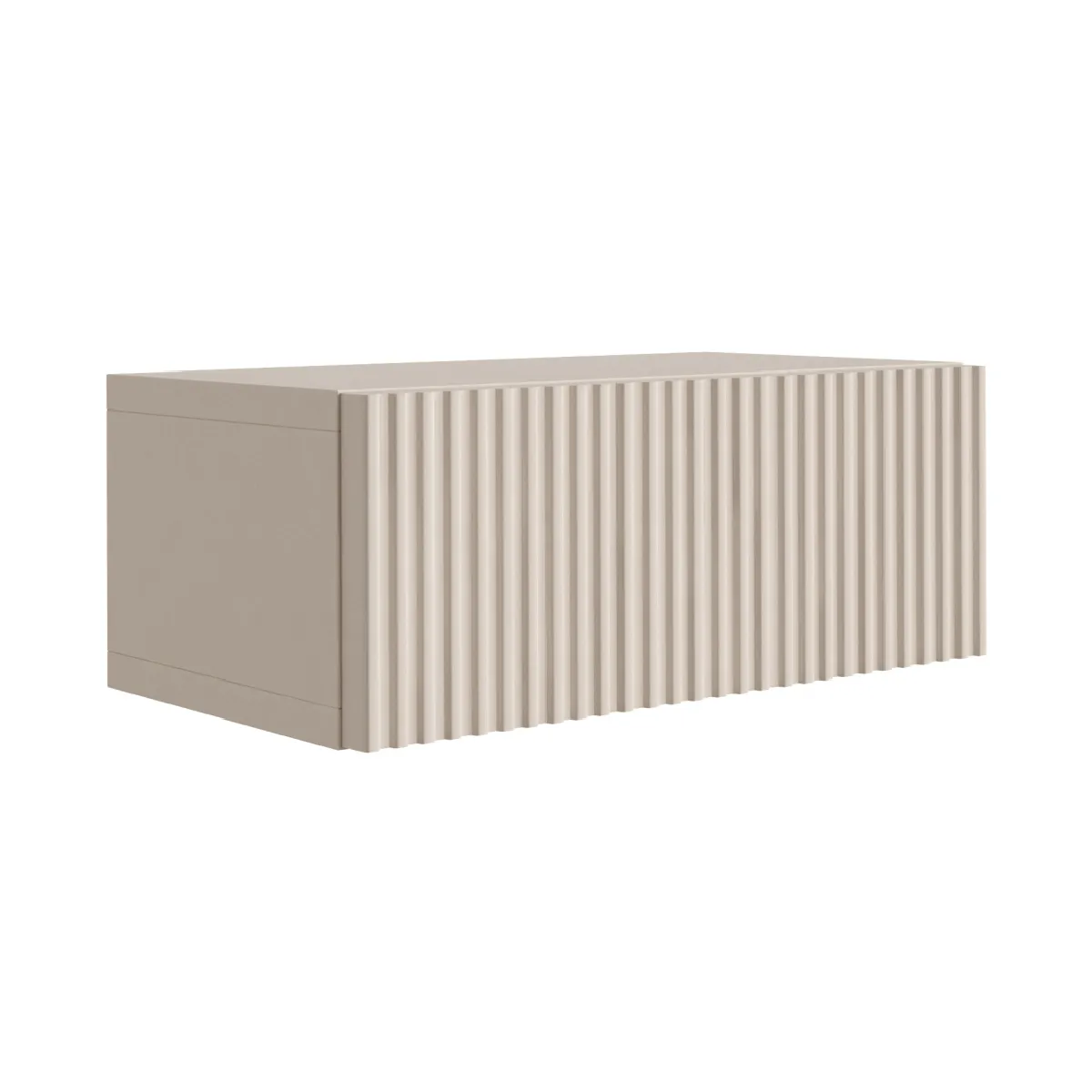 Table de chevet suspendue avec tiroir, façade rainurée, cachemire, 40 x 21,6 x 16 cm