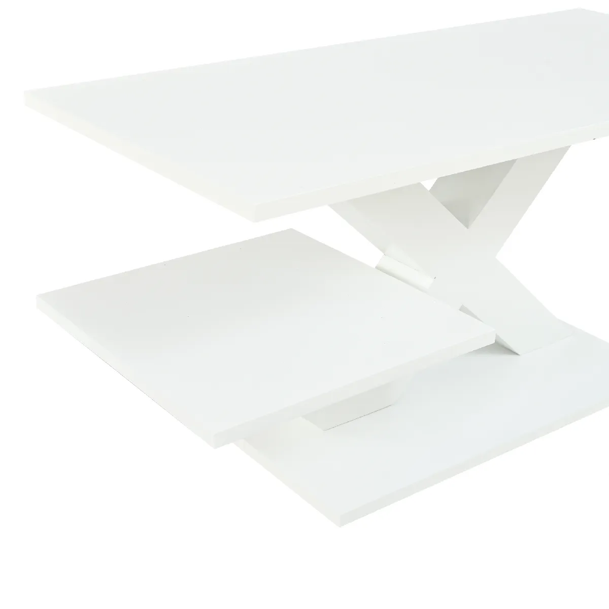 Table basse blanche avec double plateau 100x48x45 cm