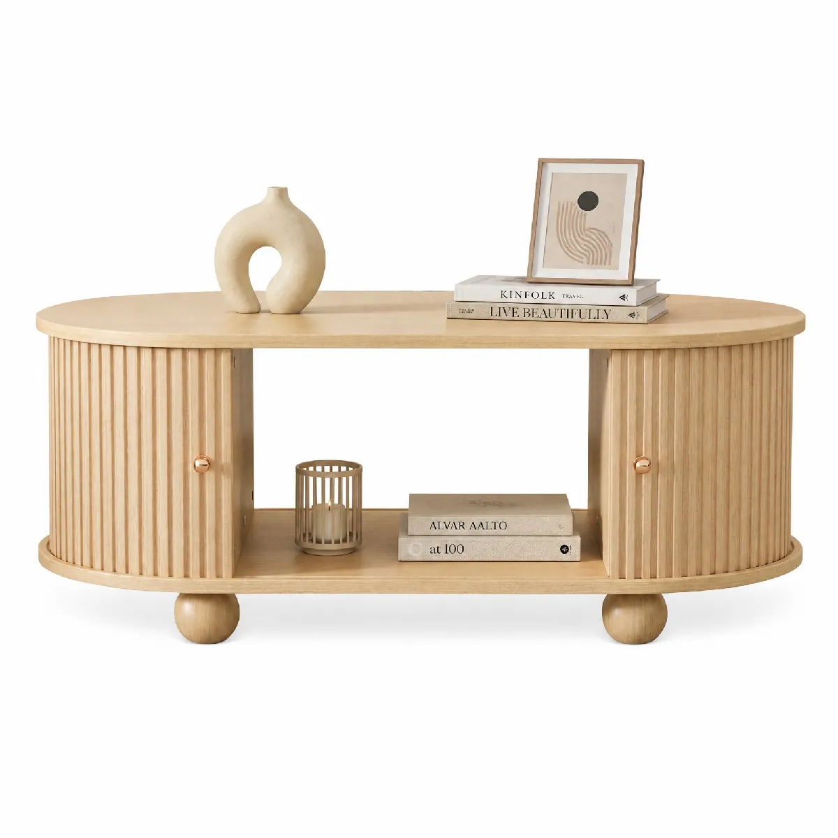 Table Basse - Tables de Salon Fonctionnelle avec Rangement Intégré, design Compact pour Séjour, MDF, Chêne, 100x50x40 cm